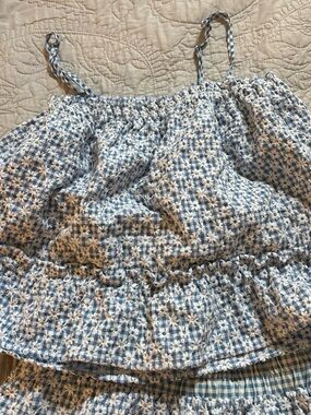 Blue and White Floral Smocked Cami Top and Matching Bottoms